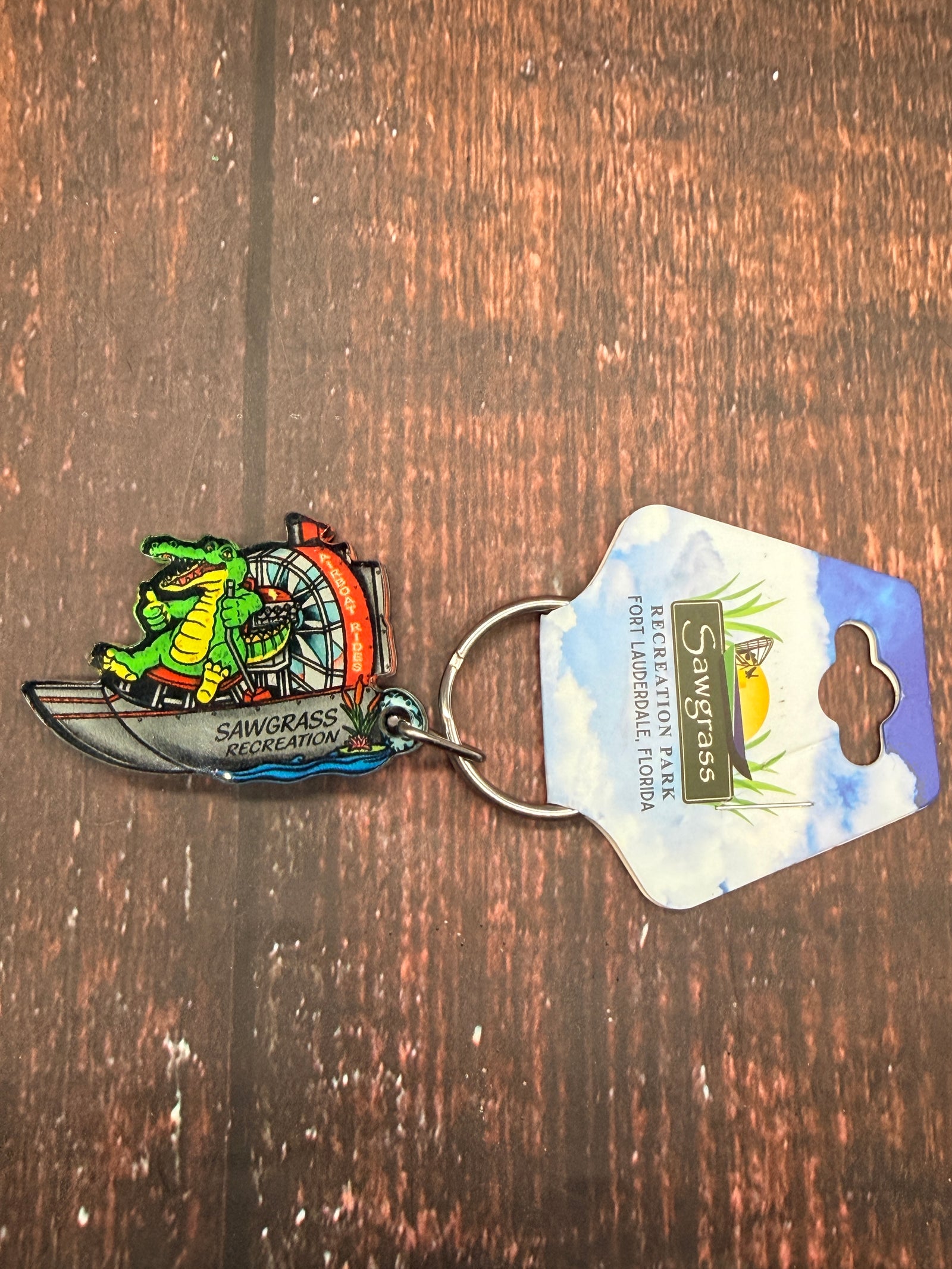 Custom Sawgrass Keychain Gator Driving an Airboat