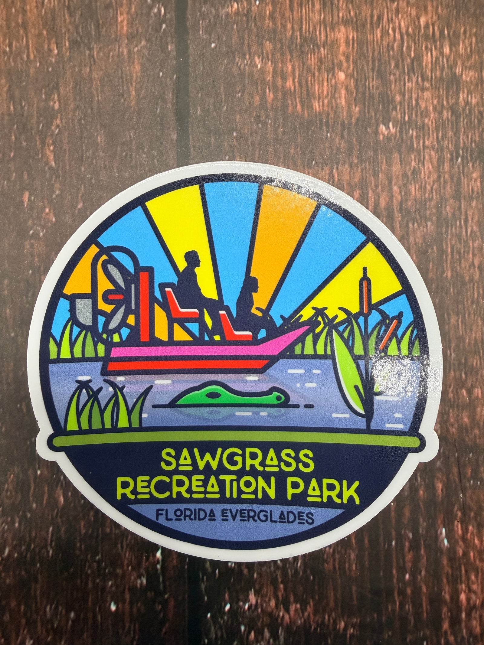 Custom Sawgrass Sticker Airboat in Sun with Gator