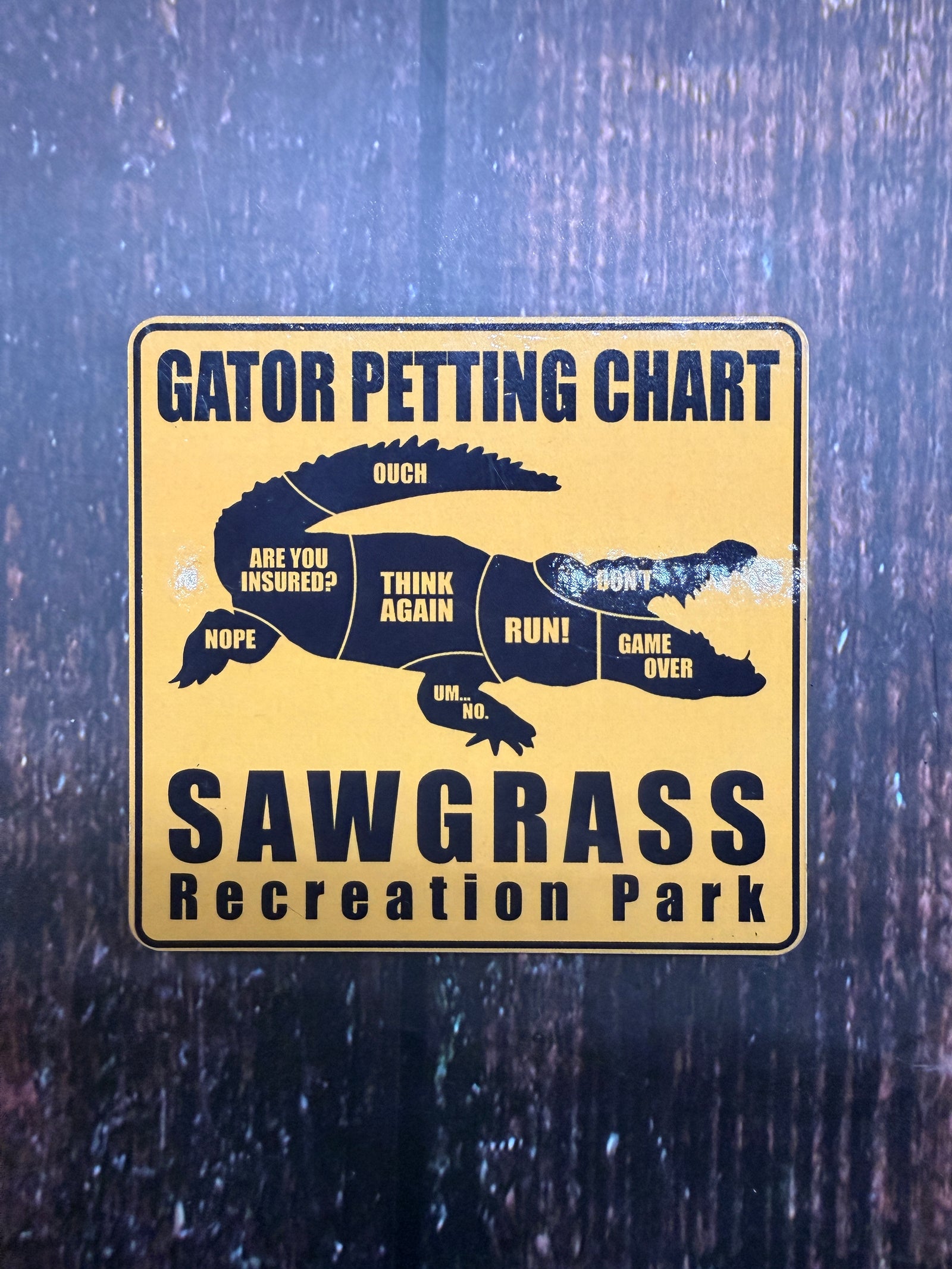 Custom Sawgrass Magnet Gator Petting Chart