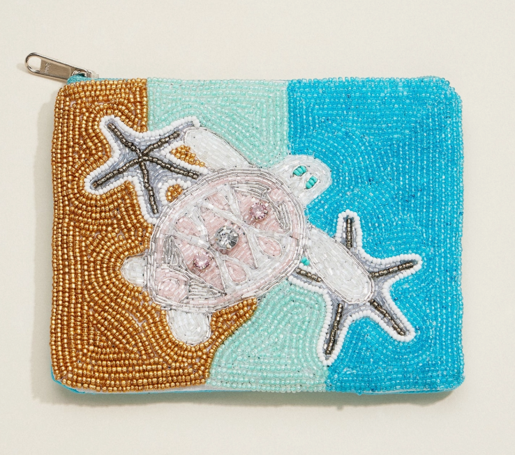 Coastal Zip Purse with Starfish Design