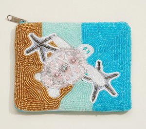 Coastal Zip Purse with Starfish Design