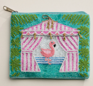 Tropical Flamingo Beaded Clutch