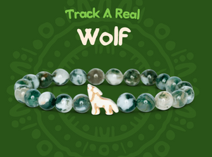 fahlo animal tracking bracelet Wolf with Woodland Green Stones