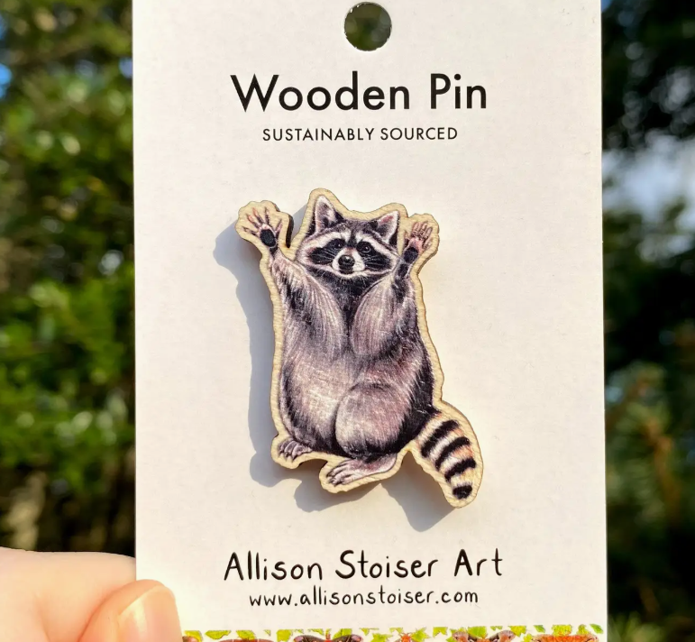 Raccoon Wooden Pin (Sustainably Sourced)